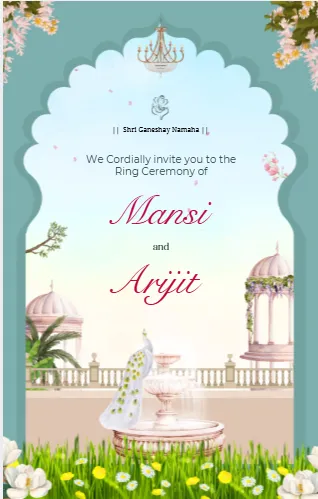 Royal Mughal Arch Ring Ceremony Invitation Card | Traditional Indian Engagement Invite | DBI-06